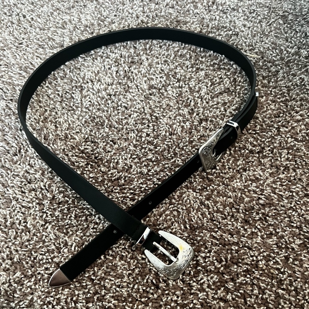 Black Double Buckle Belt